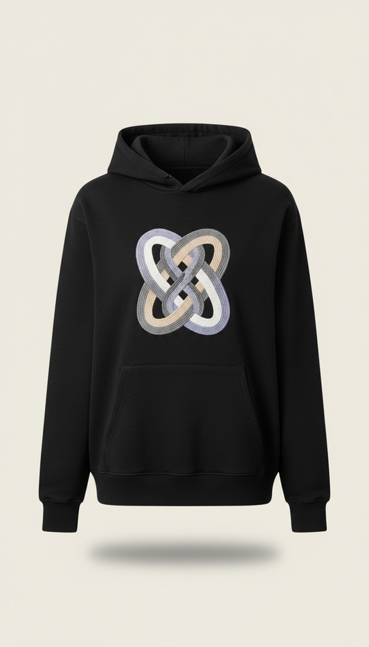 Charcoal Black Embroidered Hoodie